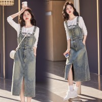 现货时尚套装女2024春装新款女装气质休闲连衣裙两件套退现