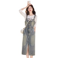 现货时尚套装女2024春装新款女装气质休闲连衣裙两件套退现