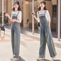 现货时尚套装女2024春装新款女装气质显瘦背带裤两件套退现