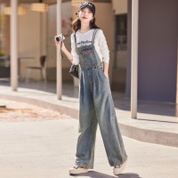 现货时尚套装女2024春装新款女装气质显瘦背带裤两件套退现