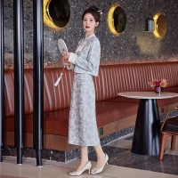 现货2024年春季新款时尚气质新中式流苏盘扣提花半身裙两件套套装