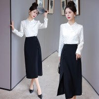 现货2024年春季新款女装时尚气质新中式盘扣提花套裙