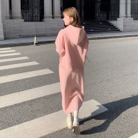 【春款现货好款】荷叶卷显白粉色二件套装卫衣裙