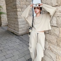 春装新款韩版短装卫衣工装裤套装女202A