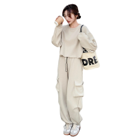 春装新款韩版短装卫衣工装裤套装女202A