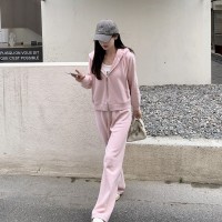 现货春秋连帽卫衣直筒裤休闲套装女H825