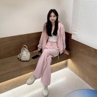 现货春秋连帽卫衣直筒裤休闲套装女H825