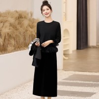 2024春季新中式提花丝绒复古三件套