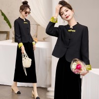 现货新中式套裙女2024年春季新款女装时尚气质两件套