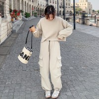 春装新款韩版短装卫衣工装裤两件套装女202A