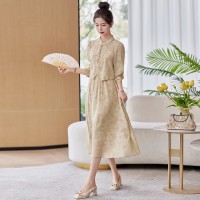 《现货新品》实体高质新中式修身时尚复古连衣裙两件套套裙