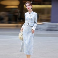 2024春装新款新中式流苏盘扣提花小外套半裙两件套