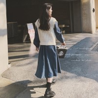 【2024现货】连衣裙二件套配针织学院风送领结199