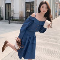 现货套装女2024春夏女装韩版时尚气质露肩吊带上衣+半身裙套装