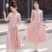2024年春季新款新中式盘扣女装套装裙高级感半身裙两件套新中式