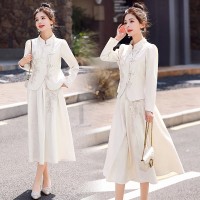 2024年春季新款新中式盘扣女装套装裙高级感半身裙两件套新中式