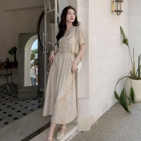 买家秀夏装现货风水墨画盘扣半身裙两件套202A