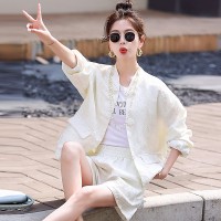 2024春款新款新中式外套短裤两件套装女显瘦套装