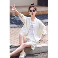 2024春款新款新中式外套短裤两件套装女显瘦套装