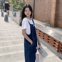 放心推牛仔背带裤套装女2024夏季新款减龄两件套