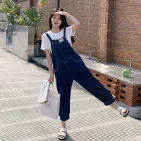 放心推牛仔背带裤套装女2024夏季新款减龄两件套