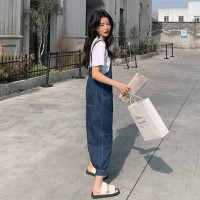 放心推牛仔背带裤套装女2024夏季新款减龄两件套