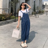 放心推牛仔背带裤套装女2024夏季新款减龄两件套