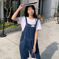 放心推牛仔背带裤套装女2024夏季新款减龄两件套