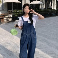 放心推牛仔背带裤套装女2024夏季新款减龄两件套