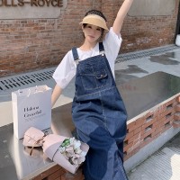 放心推洋气短袖牛仔背带裙套装女2024夏季新款两件套
