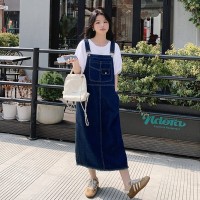放心推洋气短袖牛仔背带裙套装女2024夏季新款两件套