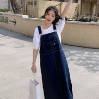 放心推洋气短袖牛仔背带裙套装女2024夏季新款两件套