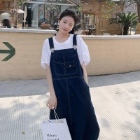 放心推洋气短袖牛仔背带裙套装女2024夏季新款两件套