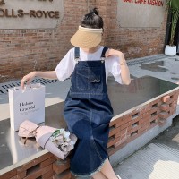 放心推洋气短袖牛仔背带裙套装女2024夏季新款两件套