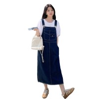 放心推洋气短袖牛仔背带裙套装女2024夏季新款两件套