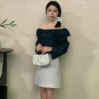 2024年春甜美可爱时尚设计牛仔长袖+修腰包臀裤裙二件套减龄套装