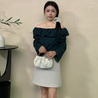 2024年春甜美可爱时尚设计牛仔长袖+修腰包臀裤裙二件套减龄套装
