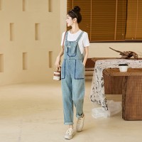 小个子牛仔背带裤套装女2024春夏活泼减龄休闲时尚直筒裤子两件套