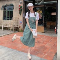 现货浙宝012牛仔连衣裙两件套背带裙T恤2024夏季新款Y