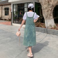 现货浙宝012牛仔连衣裙两件套背带裙T恤2024夏季新款Y