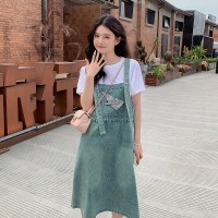现货浙宝012牛仔连衣裙两件套背带裙T恤2024夏季新款Y