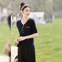 【夏日遇见你】2024夏款茶歇度假风冰丝+醋酸缎休闲裤两件套