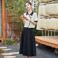《48H发》新中式盘扣上衣半裙两件套套裙