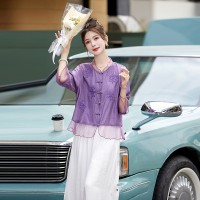 现货新中式套装女2024夏季新款优雅风范复古盘扣绣花两件套