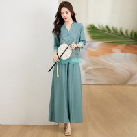 现货绣花套装女2024夏装新款时尚优雅两件套