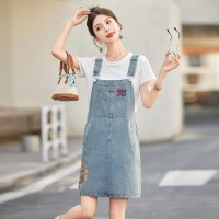 2024年夏季新款女装新中式牛仔背带裙两件套休闲/淑女