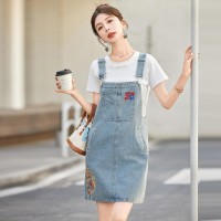 2024年夏季新款女装新中式牛仔背带裙两件套休闲/淑女