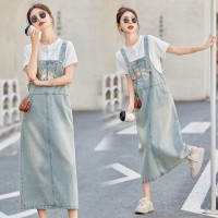 洋气背带裙套装女2024夏季新款女装时尚名族风两件套