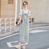 洋气背带裙套装女2024夏季新款女装时尚名族风两件套
