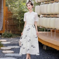洋气时尚套装女2024夏季新款女装复古名族风吊带连衣裙两件套现货